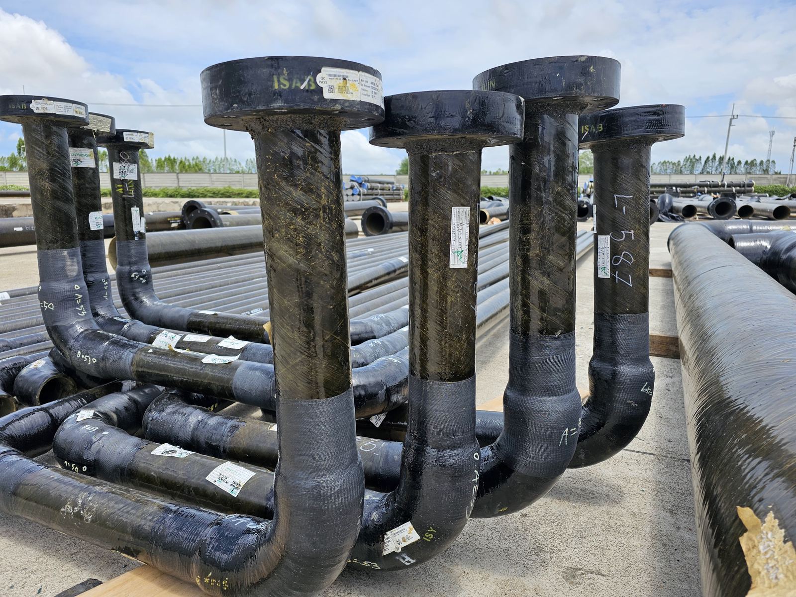 Jointed GRE pipework assembled in the field